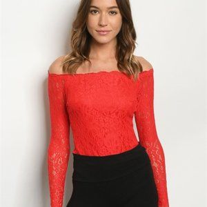 New Junior's Sexy Boutique Red lace  bodysuit